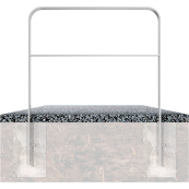 Lean-on hoop made of flat bar steel | bent, 80 x 12 mm | in curved design | with cross bar | total width: 750 mm | hot-dip galvanized